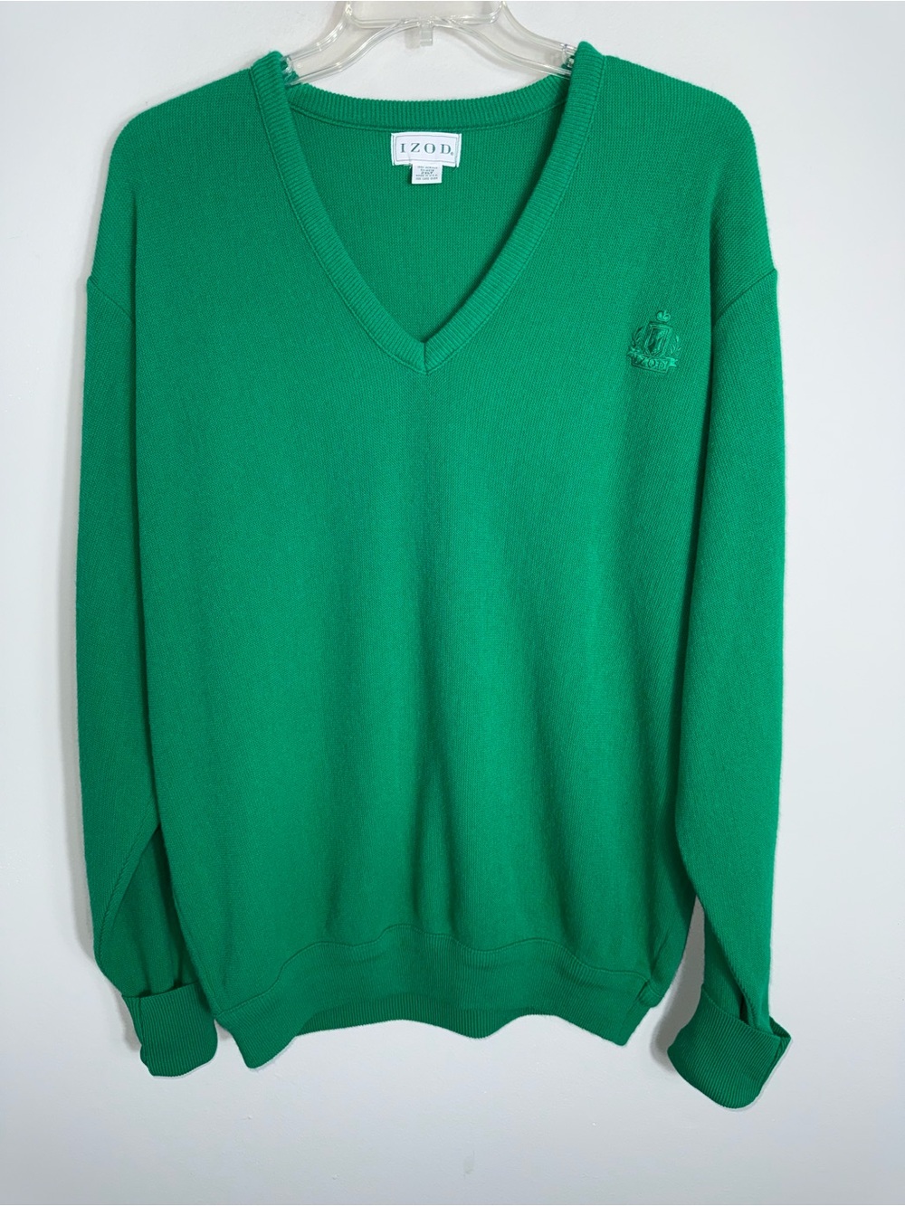 IZOD Vintage Men's Pullover V Neck Sweater-Long Sleeves-Green-Size 2XLT